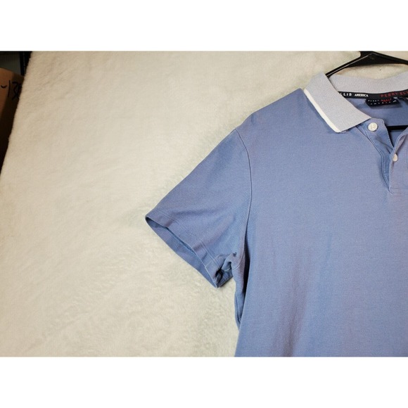 Perry Ellis‎ America Polo Shirt Youth Large Blue Knit Short Sleeve Logo Collared - Picture 6 of 7
